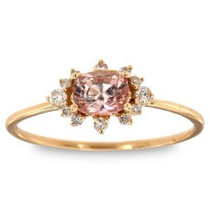 Elongated Cushion Sapphire & Diamond Halo Ring